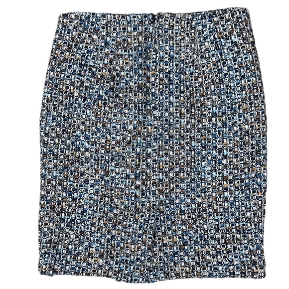 Talbots Mosaic Blue and White Pencil Knee Length Skirt SKU1294 - Picture 8 of 15